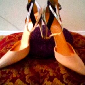 Ivanka Trump's ankle strap multi color 4 inch cut out heels size 9.5